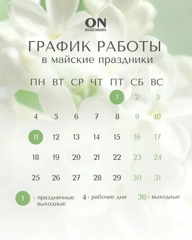 График работы в начале мая